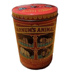 Vintage Barnum's Animals National Biscuit‎ Company Round Tin 1914 Replica